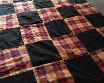 Black and Orange Checkered Quilt