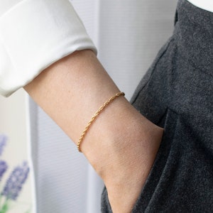 Rope Chain Bracelet • Simple Layering Bracelet • 14k Gold Fill, Sterling Silver • Gift for Her • Delicate Bracelet • Twisted Chain Bracelet