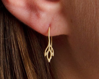 Lotus Earrings • Flower Earrings • Leaf Earrings • Nature Earrings •  Minimalist Jewelry • Christmas Gifts • Sister Gift • Best Friend Gift