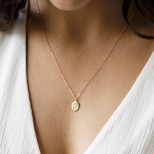 Virgin Mary Necklace • Medallion Necklace • Gold Coin Necklace • Catholic Jewelry • Miraculous Medal • Gift for Her • Christmas Gifts