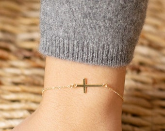 Cross Bracelet • Catholic Jewelry • Christian Gifts • Wife Gift • Baptism Gift • Religious Jewelry • Friendship Bracelet