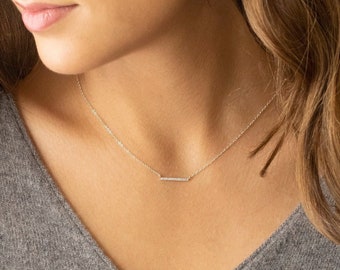 Diamond Necklace • Bar Necklace • Cluster Necklace • Sterling Silver Necklace • Wife Gift • Girlfriend Friend • Christmas Gifts