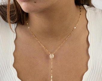 Virgin Mary Necklace • Cross Necklace • Lariat Necklace • Personalized Gift • Gift for Her • Personalized Jewelry • Handmade Jewelry