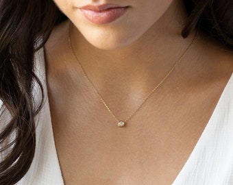 Tiny Diamond Pendant - Etsy