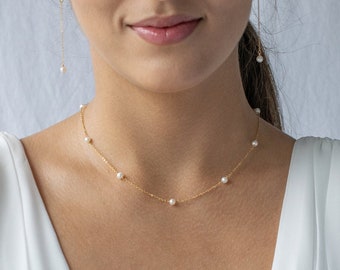 Pearl Necklace, Lariat Necklace, Bridesmaid Gifts, Bride Gift, Bridesmaid Jewelry, Bridal Necklace, Bridesmaid Necklace, Christmas Gifts