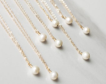 Pearl Necklace • Pearl Jewelry • Bridesmaid Necklace • Gold Necklace • Gold Filled Necklace • Minimalist Necklace • Christmas Gifts