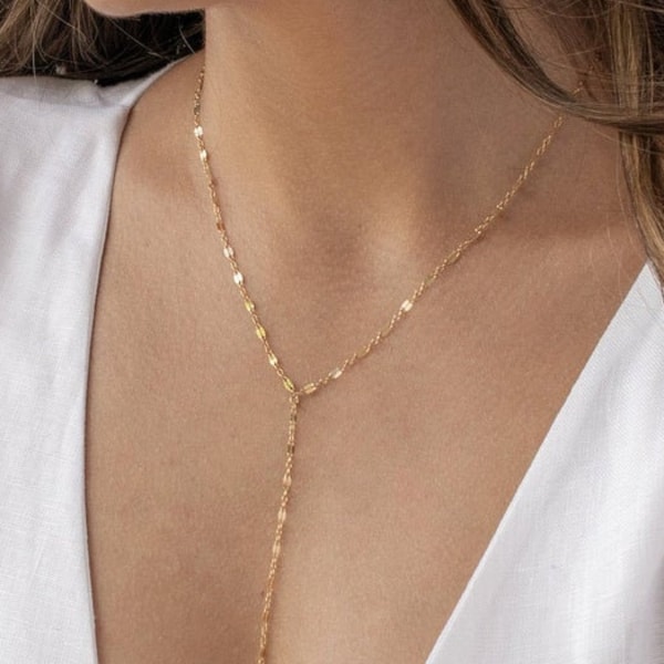 Lariat Necklace • Gold Y Necklace • Statement Necklace • Gold Filled Necklace • Gift for Women • Minimalist Necklace • Sister Gift