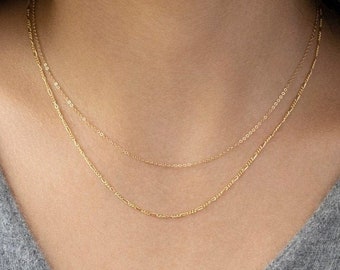 Layered Necklace Set • Dual Chain Necklace • Layered Necklace • Layering On Single Clasp • Gold Filled Necklace • Gift for Women