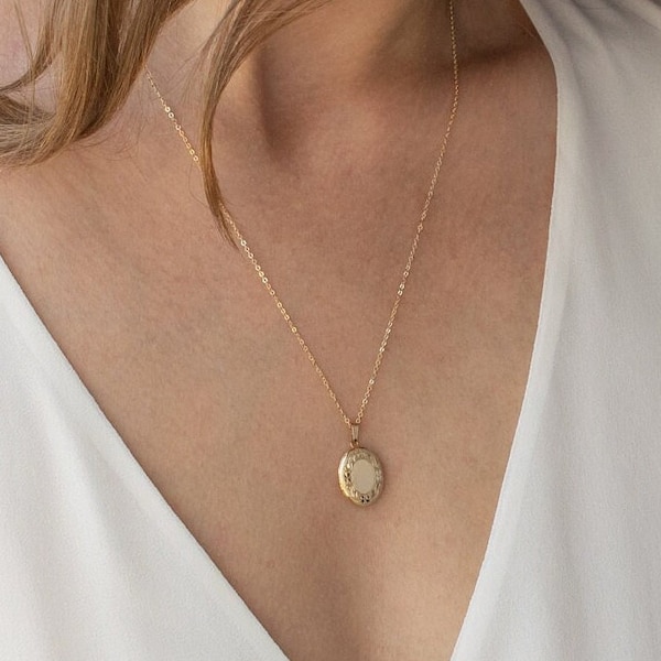 Locket Necklace · Engraved Necklace · Gold Locket · Photo Locket · Gifts for Her · Personalized Gifts · Bridesmaid Gifts · Gifts for Mom