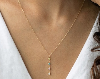 Family Birthstone Necklace, Personalized Jewelry, Gift for Her, Personalized Gift for Mom, Gifts for Mom, Christmas Gift, Mom Gift