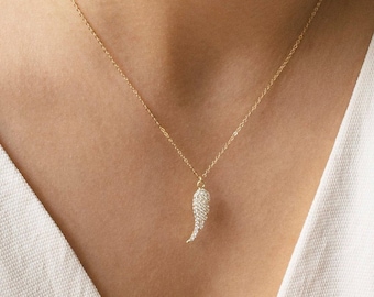 Collana con ali d'angelo • Collana di diamanti • Ali di fata • Regalo commemorativo • Collana a strati • Regalo di condoglianze • Regalo commemorativo, regali di Natale
