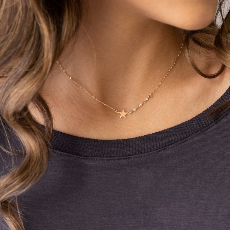 Star Pearl Necklace \u2022 Star Necklace \u2022 Pearl Necklace \u2022 Gold Layering Necklace \u2022 Birthday Gift \u2022 Gift For Her \u2022 Simple Jewelry