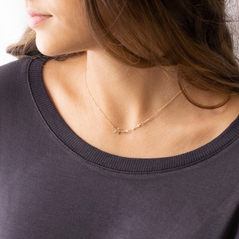 Star Pearl Necklace \u2022 Star Necklace \u2022 Pearl Necklace \u2022 Gold Layering Necklace \u2022 Birthday Gift \u2022 Gift For Her \u2022 Simple Jewelry