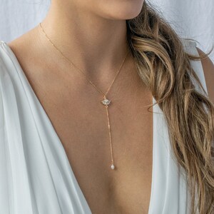 Claudia Lariat Necklace, Bridesmaid Gifts, Bride Gift, Bridesmaid Jewelry, Bridal Necklace, Bridesmaid Necklace, Mothers Day Gift image 3