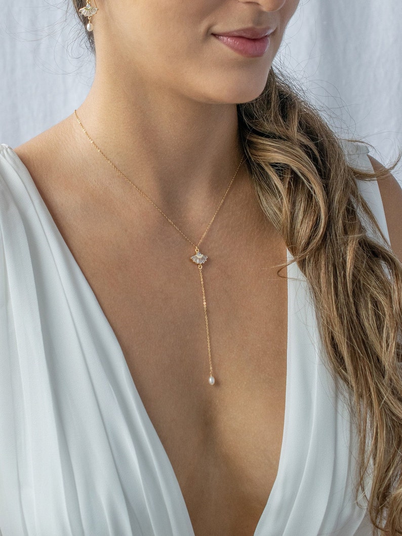 Claudia Lariat Necklace, Bridesmaid Gifts, Bride Gift, Bridesmaid Jewelry, Bridal Necklace, Bridesmaid Necklace, Mothers Day Gift image 3