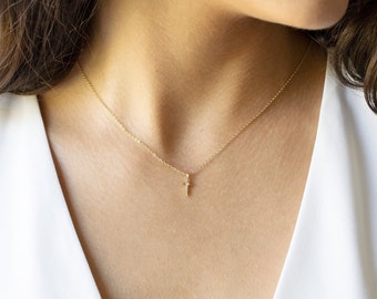 Cross Necklace Women • Gold Cross Necklace • Catholic Jewelry • Diamond Necklace • Religious Jewelry • Diamond Necklace • Christmas Gifts