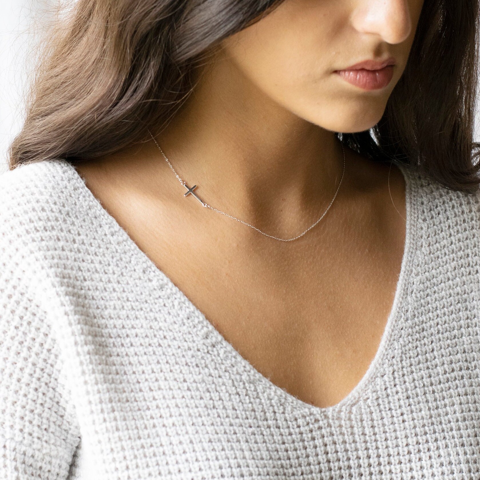 Sideways Cross Necklace Cross Necklace Women Gold Cross | Etsy