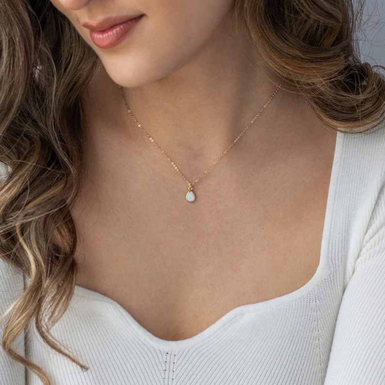 Opal Necklace, Christmas Gifts, Necklaces for Women, Graduation Gift, Minimalist Necklace, Opal Jewelry, Best Friend Necklace, Sister Gift image 4