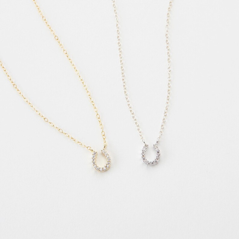 Horseshoe Necklace Horseshoe Charm Cluster Necklace Horse Jewelry, Horse Shoe, Diamond Necklace Best Friend Necklace, Christmas Gifts image 6