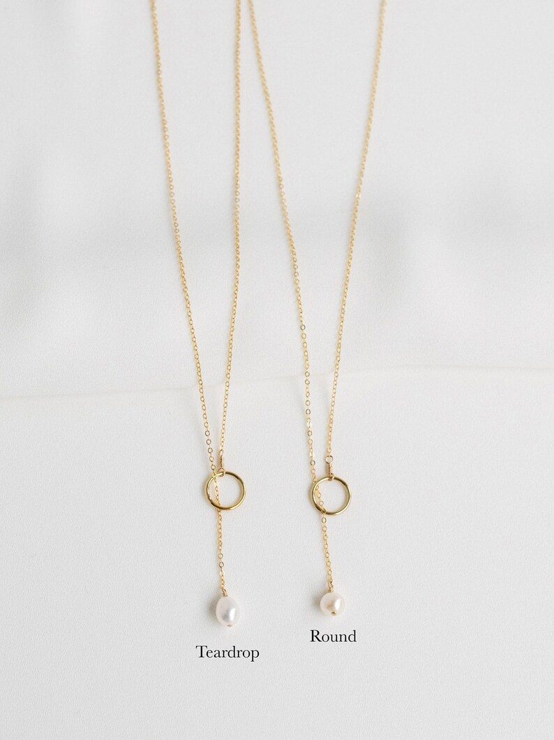 Pearl Necklace Lariat Necklace Circle Necklace Bridal Etsy