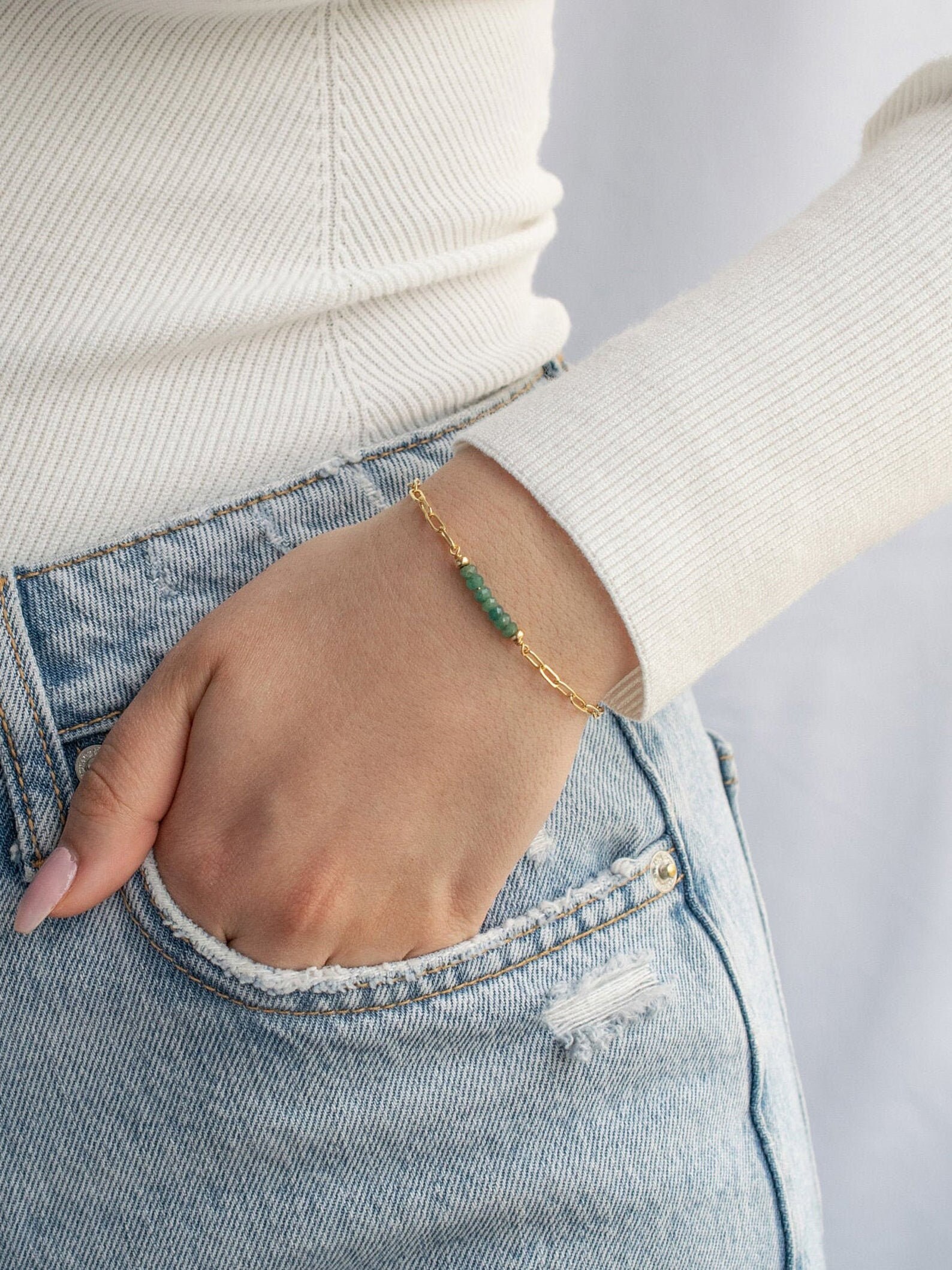 Emerald Bracelet • Birthstone Bracelet • Gemstone Bracelet • Friendship Bracelet • Friendship Gift • Gold Bracelet • Gift for Women