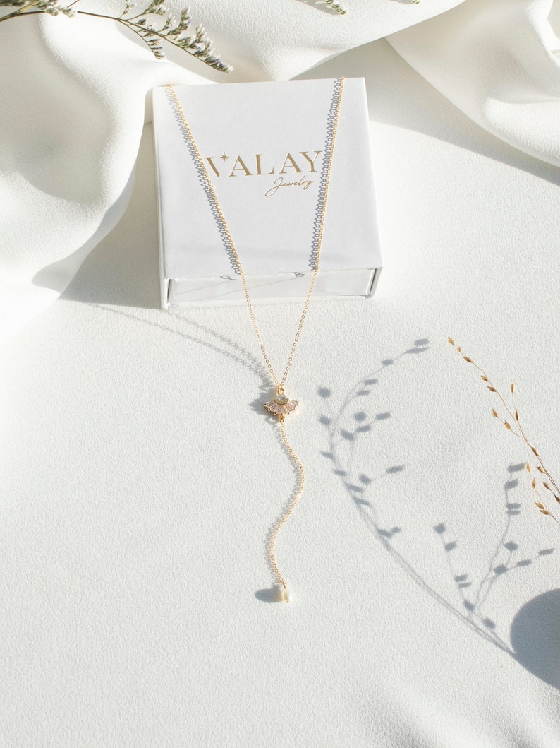 Claudia Lariat Necklace, Bridesmaid Gifts, Bride Gift, Bridesmaid Jewelry, Bridal Necklace, Bridesmaid Necklace, Mothers Day Gift image 4