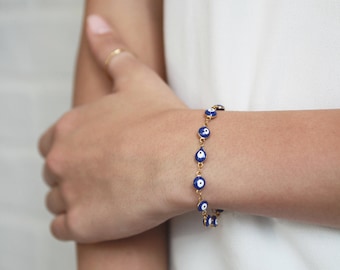 Evil Eye Bracelet • Hamsa Bracelet • Evil Eye Jewelry • Layering Bracelet • Minimalist Jewelry • Gift for Her