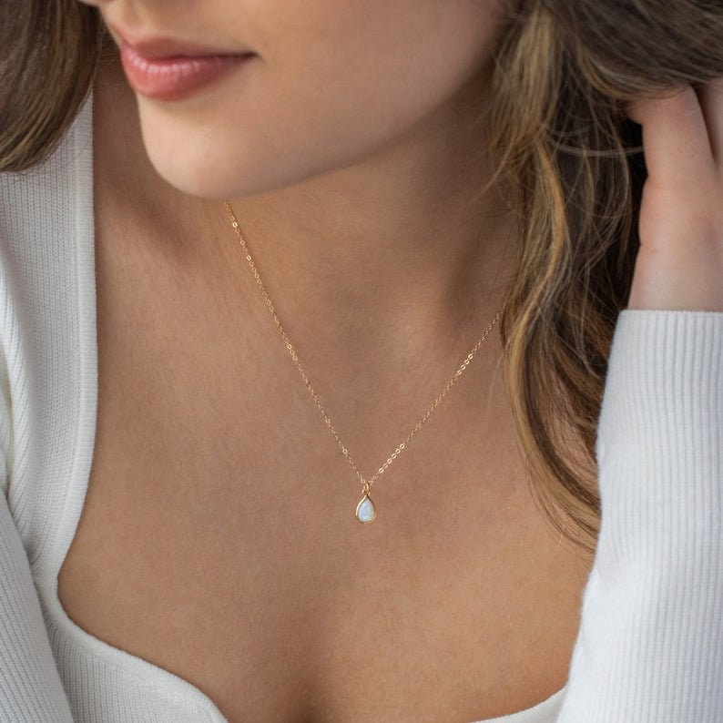 Opal Necklace, Christmas Gifts, Necklaces for Women, Graduation Gift, Minimalist Necklace, Opal Jewelry, Best Friend Necklace, Sister Gift image 1