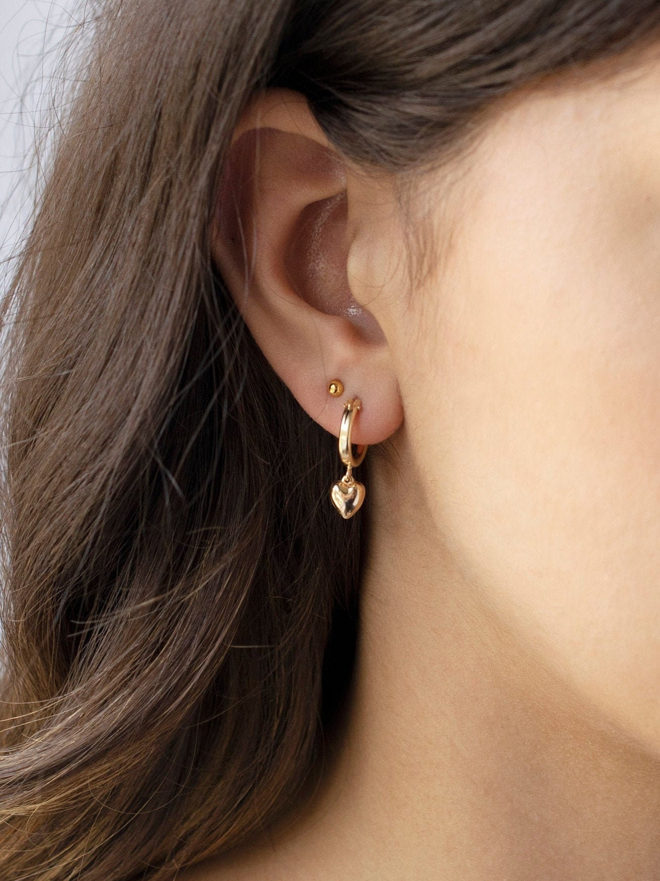 Puffy Heart Hoops • Heart Earrings • Gold Hoop Earrings • Minimalist Earrings • Small Hoop Earrings • Tiny Hoop Earrings