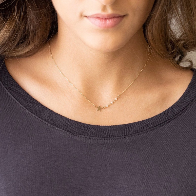 Star Pearl Necklace \u2022 Star Necklace \u2022 Pearl Necklace \u2022 Gold Layering Necklace \u2022 Birthday Gift \u2022 Gift For Her \u2022 Simple Jewelry