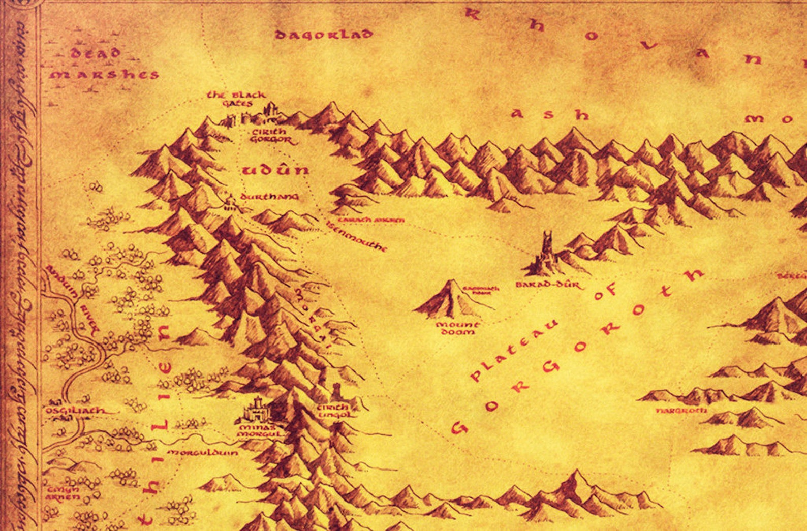 Mordor Map from The Hobbit Illustration Middle Earth Lord of Etsy
