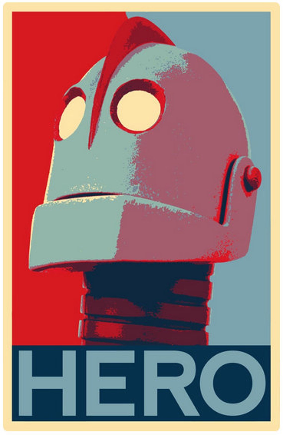 The Iron Giant Robot Pop Art Illustration Scifi Cartoon Etsy
