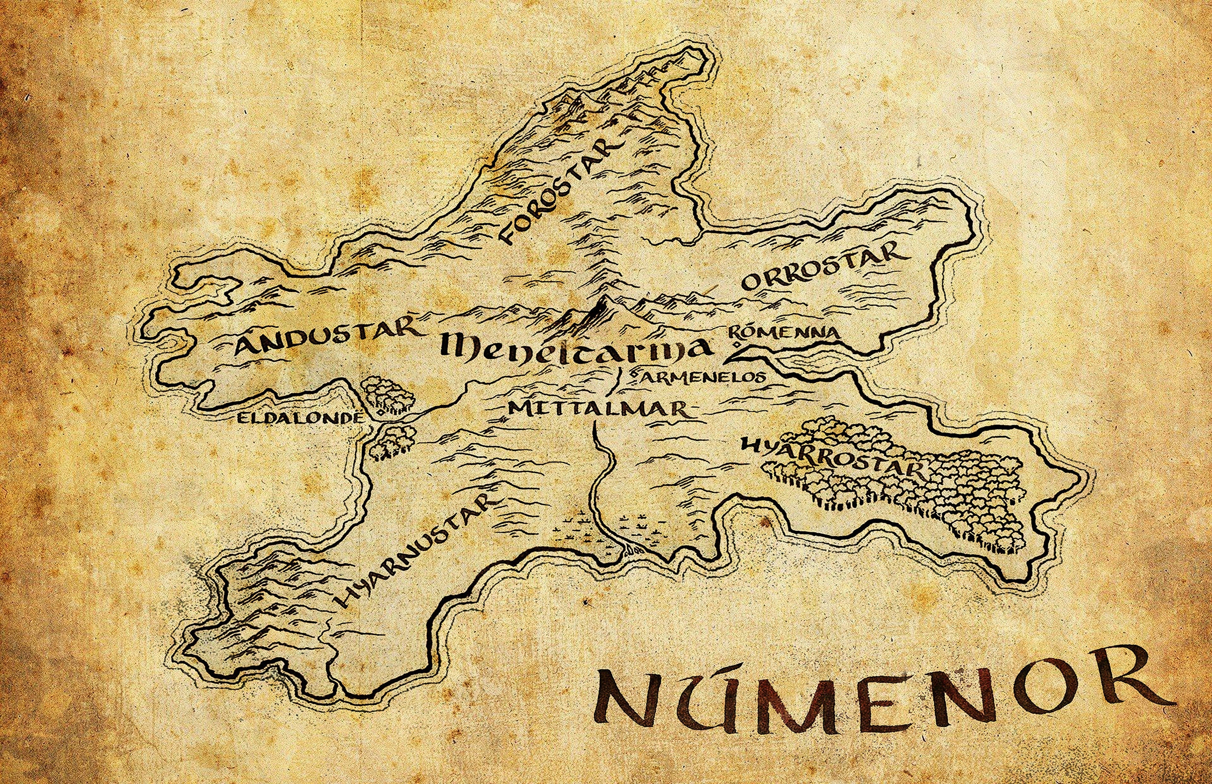 Númenor Map from The Lord of The Rings Middle Earth Hobbit | Etsy