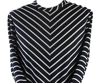 Vintage navy and white stripe Kay Windsor dress 1960s, nautical