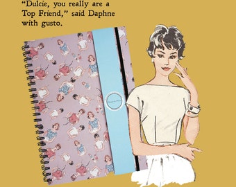 Notebook, A4 wirebound, gifts for her, hardback, novelty print, vintage, ladies, women, 1950s.