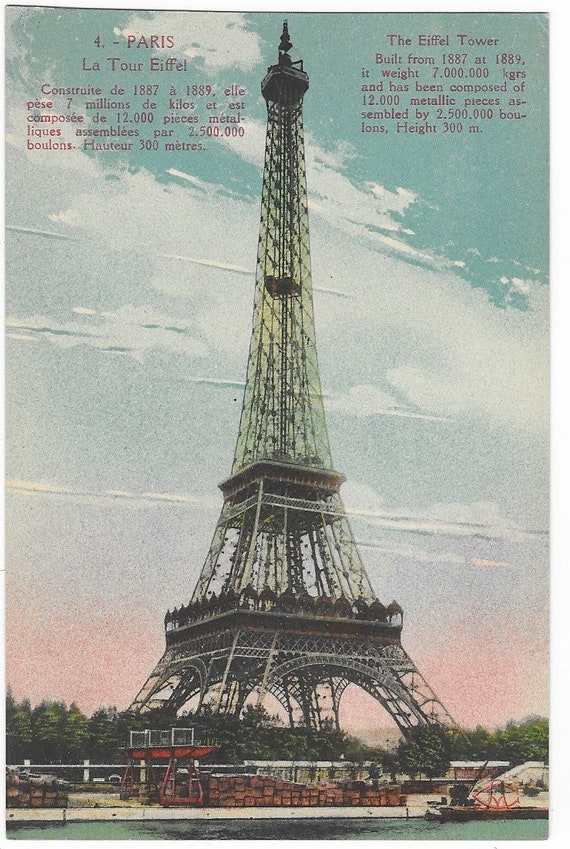 Paris France La Tour Eiffel Antique Circa 1913 Unused Color Etsy Paris France La Tour Eiffel Antique Circa 1913 Unused Color Etsy
