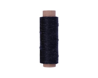 Black Leather Sewing Flat Wax Thread, 1mm, 164 ft / 50m