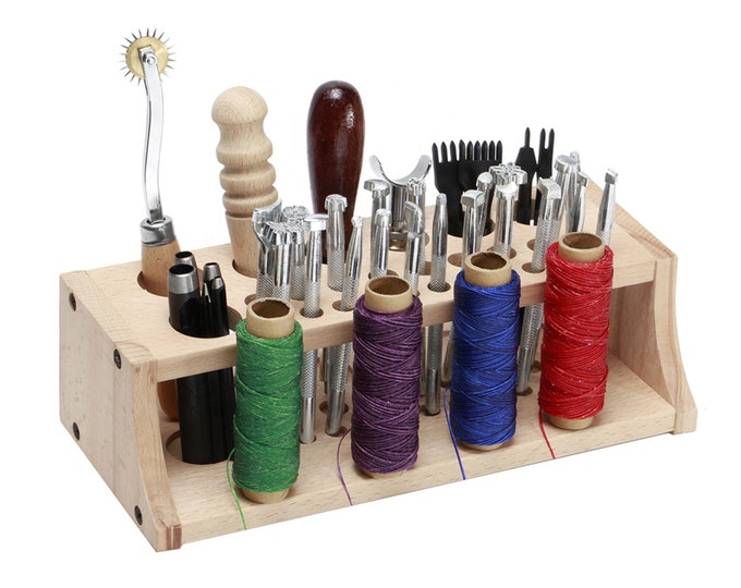 Leather Tool Organizer Storage Rack Wooden Shelf Etsy