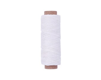 Natural White Leather Sewing Flat Wax Thread, 1mm, 164 ft / 50m