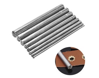 8 Piece Star Pattern Leather Craft Punching Tool Set, Snap Rivet Punch Setter, 3mm-10mm