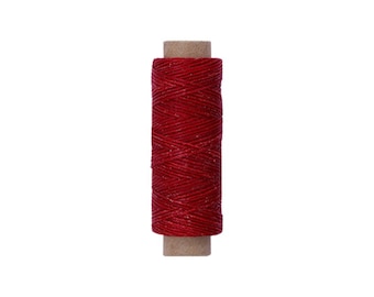 Red Leather Sewing Flat Wax Thread, 1mm, 164 ft / 50m