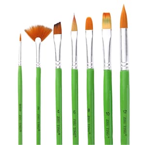 7 Piece Set of Euro Style Wooden Paintbrush Set for Acrylic Watercolor Oil Gouac