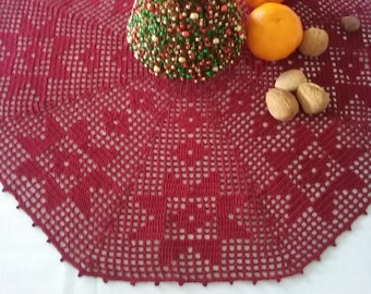 Crochet Burgundy Doily,Crochet Christmas,Crochet Christmas Doily,Crochet Christmas Decoration,Crochet Christmas Gift