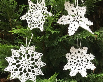 Crochet Snowflakes set of 5,Crochet Christmas,Crochet Christmas Decoration,Handmade Snowflake