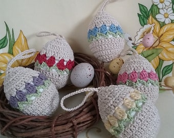Crochet Easter Eggs set of 5,Crochet Easter Egg,Crochet Easter,Crochet Easter Decoration,Handmade Easter Decoration,Easter Gift