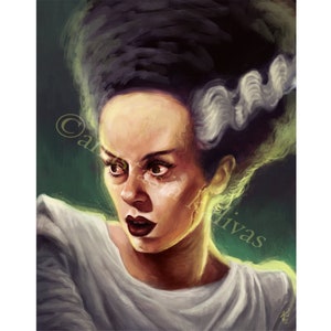 Bride of Frankenstein art print 8x10, 11x14 classic horror universal movie monster