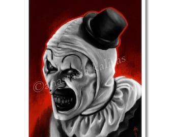 Terrifier 8x10, 11x14 Wydruk, Sztuka Klauna, Fan Art Horror