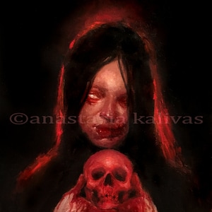 Jikininki art print 8x10, 11x14 oil painting j-horror japanese ghost dark horror art