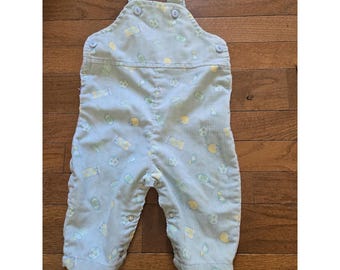 Healthtex Vintage Toddler Corduroy Football Overalls Size 12 Mo Blue Made In USA