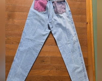 Vintage Zena Colorblock Mom Jeans – Light Wash 90s Denim (Vintage Size 7/Modern Size 0) High Waisted Rare